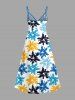 Colorful Flower Print Hawaii Surplice A Line Dress -  