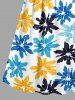 Colorful Flower Print Hawaii Surplice A Line Dress -  