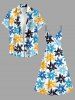 Colorful Flower Print Hawaii Surplice A Line Dress -  