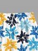 Short de plage hawaïen à cordon avec imprimé floral coloré pour homme - Bleu Ciel 5XL