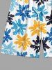 Short de plage hawaïen à cordon avec imprimé floral coloré pour homme - Bleu Ciel 5XL