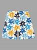 Short de plage hawaïen à cordon avec imprimé floral coloré pour homme - Bleu Ciel 5XL