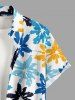 Colorful Flower Print Hawaii Button Pocket Shirt For Men -  
