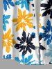 Colorful Flower Print Hawaii Button Pocket Shirt For Men -  