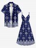 Ethnic Graphic Print Hawaii Surplice A Line Dress -  