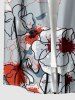 Flower Plant Print Hawaii Button Pocket Shirt For Men -  