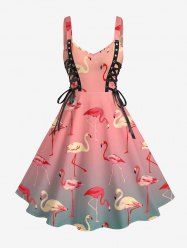 Robe trapèze à lacets Hawaii à imprimé ombré flamingo - Rose clair XXS