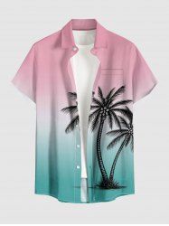 Chemise Hawaii à imprimé ombre cocotier, à boutons et poche, pour homme - Rose  3XL
