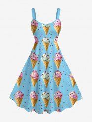 Ice Cream Print Hawaii A Line Dress -  