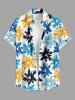 Tenue de plage hawaïenne assortie pour couple - Imprimé floral coloré - Bleu Ciel 