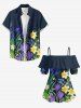 Flower Leaf Plant Print Matching Hawaii Beach Outfit For Couples -  