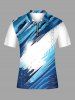 Brush Painting Print Hawaii Zipper Polo Shirt For Men -  