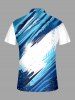 Brush Painting Print Hawaii Zipper Polo Shirt For Men -  