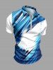 Brush Painting Print Hawaii Zipper Polo Shirt For Men -  