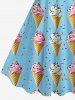 Robe A-line Ice Cream Print Hawaii - Bleu clair 4X