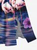 Hibiscus Flower Flamingo Coconut Tree Print Hawaii Split Pocket A Line Midi Dress -  