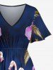 Hibiscus Flower Flamingo Coconut Tree Print Hawaii Split Pocket A Line Midi Dress -  