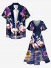 Hibiscus Flower Flamingo Coconut Tree Print Hawaii Split Pocket A Line Midi Dress -  