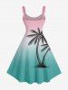 Robe trapèze Hawaï imprimé dégradé cocotier - Rose  S