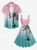 Coconut Tree Ombre Print Hawaii A Line Dress -  