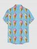 Chemise homme à imprimé Ice Cream Hawaii avec poche boutonnée - Bleu clair 3XL