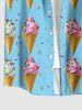 Chemise homme à imprimé Ice Cream Hawaii avec poche boutonnée - Bleu clair 3XL