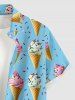 Chemise homme à imprimé Ice Cream Hawaii avec poche boutonnée - Bleu clair 3XL