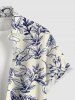 Chemise hawaïenne pour homme à imprimé floral et feuillage avec boutons et poche - Bleu 3XL