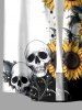 Skulls Sunflower Print Hawaii Button Pocket Shirt For Men -  