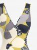 Flower Leaf Print Hawaii Ruffles Split Dress -  