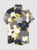 Flower Leaf Print Hawaii Button Pocket Shirt For Men -  