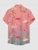 Ombre Flamingo Imprimé Hawaii Chemise À Boutons Et Poche Pour Homme - Rose clair 3XL