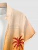 Chemise hawaïenne pour homme avec motif ombré coucher de soleil et cocotiers, boutons et poche - Orange M