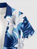 Chemise hawaïenne pour homme à imprimé fleurs et feuilles tropicales, avec boutons et poche - Bleu 3XL