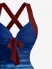 Coconut Tree Cars Hibiscus Flower Tropical Leaf Print Crisscross Straps Bowknot Hawaii Tank Dress -  