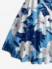 Flowers Tropical Leaf Print Crisscross Straps Bowknot Hawaii Tank Dress -  