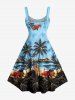 Coconut Tree Cars Sea Waves Seascape Print Hawaii Tank Dress(Adjustable Shoulder Strap) -  