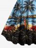 Coconut Tree Cars Sea Waves Seascape Print Hawaii Tank Dress(Adjustable Shoulder Strap) -  