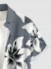 Flower Leaf Print Buttons Pocket Hawaii Shirt For Men -  