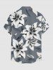 Flower Leaf Print Buttons Pocket Hawaii Shirt For Men -  