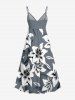 Flower Leaf Print Surplice Hawaii Cami Dress -  