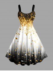 Robe débardeur Hawaii ombrée à sequins scintillants et impression 3D - Brun Doré S