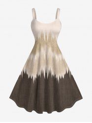 Robe A-line imprimé motif vague ombre - Bronze M