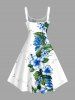 Hibiscus Flower Leaf Print Matching Hawaii Beach Outfit For Couples -  