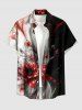 Tenue de plage assortie pour couple, motif fleur et feuille dégradé hawaïen - Rouge 