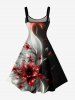 Tenue de plage assortie pour couple, motif fleur et feuille dégradé hawaïen - Rouge 