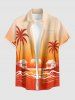 Coconut Tree Sun Seascape Ombre Print Matching Hawaii Beach Outfit For Couples -  