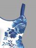 Flower Leaf Branch Print Hawaii A Line Dress -  