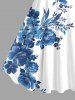 Flower Leaf Branch Print Hawaii A Line Dress -  