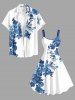 Flower Leaf Branch Print Hawaii A Line Dress -  